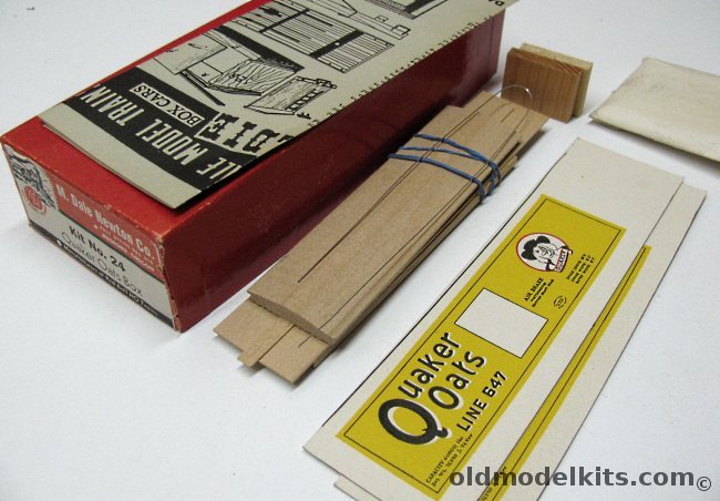 Dale Newton - Red Ball HO 40 Foot Wood Box Car Quaker Oats - HO Scale Craftsman Kit, 24 plastic model kit